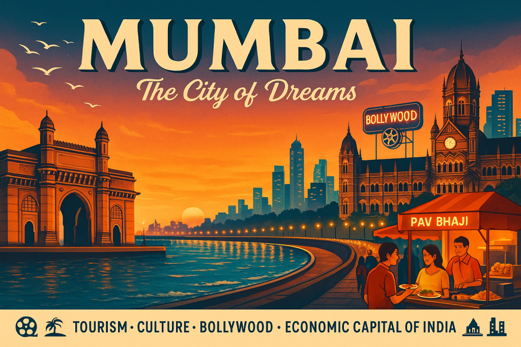 Mumbai The City of dreams 
Tourism Culture Bollywood Economic Capital of India