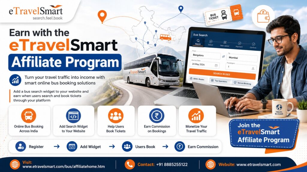 This growing demand for online bus booking also creates a strong opportunity for website owners, bloggers, travel portals, digital marketers, and online businesses. If you already have a website, travel blog, local information portal, or customer base interested in travel, you can turn that traffic into earning potential through the eTravelSmart Affiliate Program.