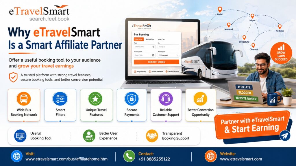 Why eTravelSmart Is a Good Affiliate Partner
eTravelSmart already provides a wide bus booking network, smart filters, unique travel features, customer support, secure payments, and transparent cancellation support. This makes it easier for affiliates to promote a service that is useful to real travellers.
Instead of only displaying advertisements, affiliates can provide a practical booking tool. This improves the user experience and increases the chance of conversions.
For website owners looking to monetize travel-related traffic, eTravelSmart offers a simple and relevant affiliate opportunity.
