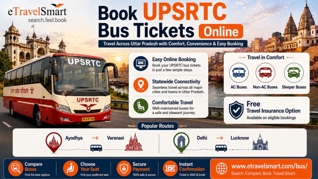 Book UPSRTC bus tickets online
Travel across Uttar Pradesh with comfort, convenience & easy booking