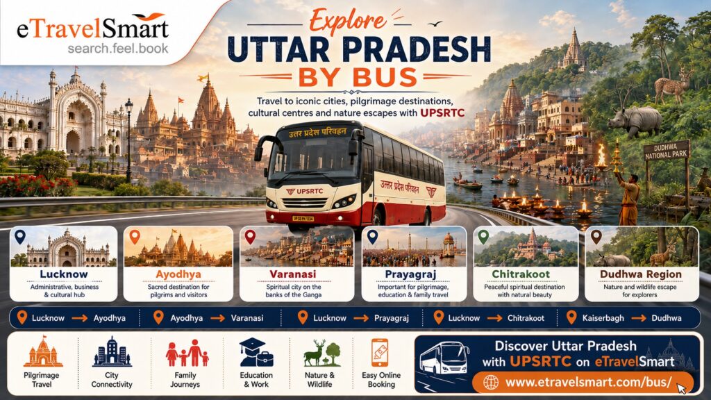 Explore Uttar Pradesh by bus
Travel to iconic cities, pilgrimage destinations, cultural centers and nature escapes with UPSRTC