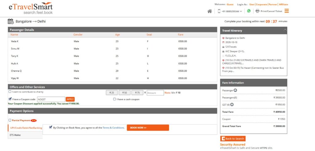 No GST Bus Booking