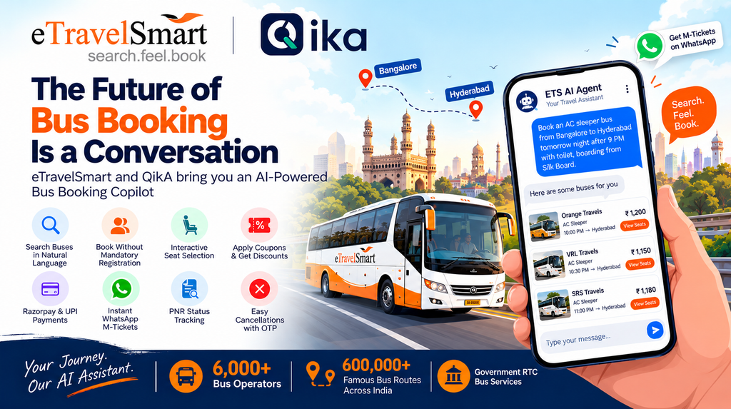 AI bus ticket booking with eTravelSmart and QikA AI Copilot